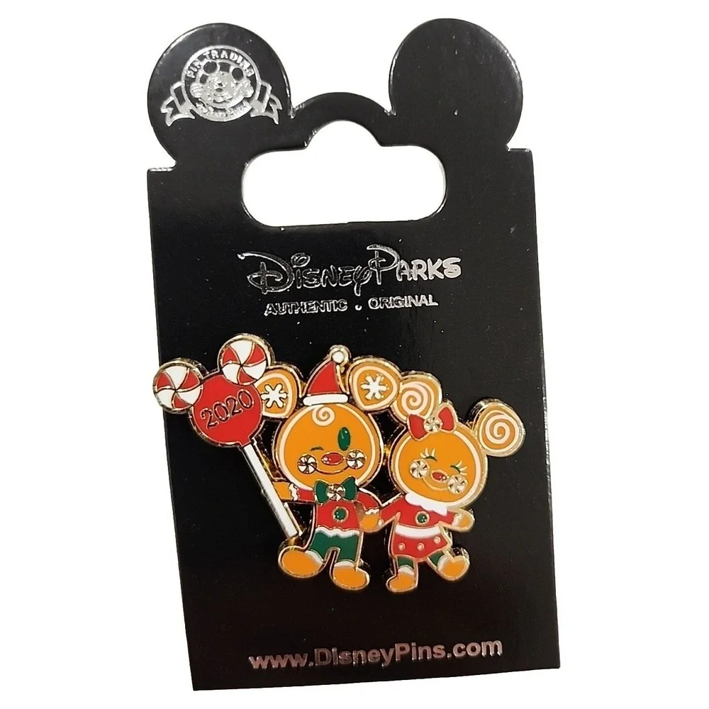 Disney Parks 2020 Mickey Minnie Gingerbread Holiday Christmas Enamel Trading Pin
